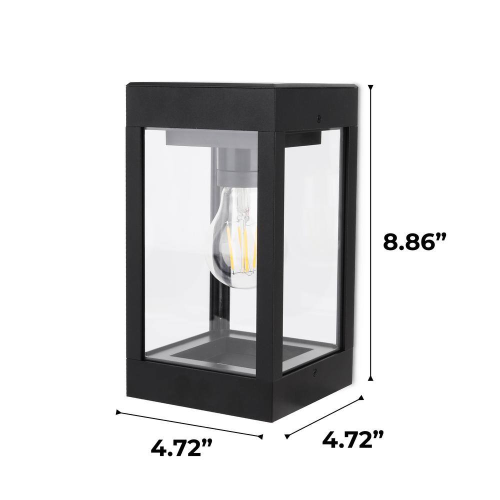 Black Aluminum Solar-Powered Outdoor LED Wall Sconce