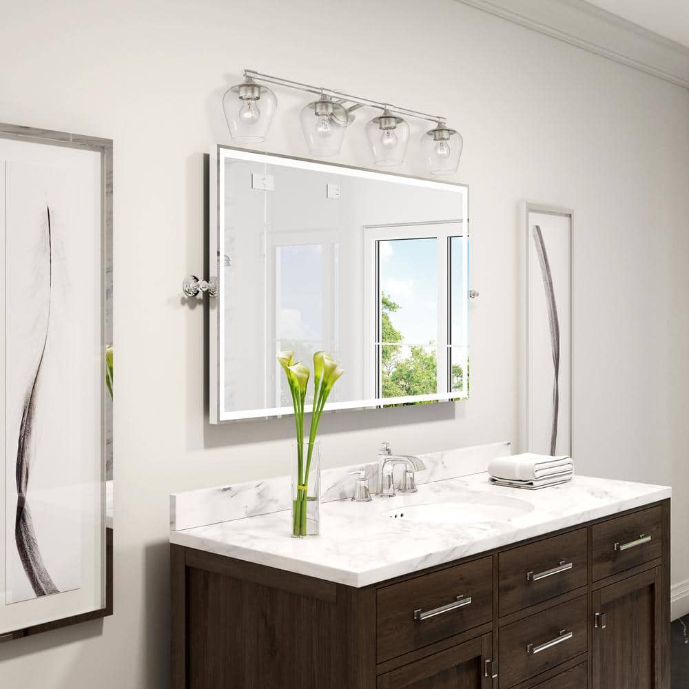 Willow Brushed Nickel 4-Light Vanity with Clear Glass Shades