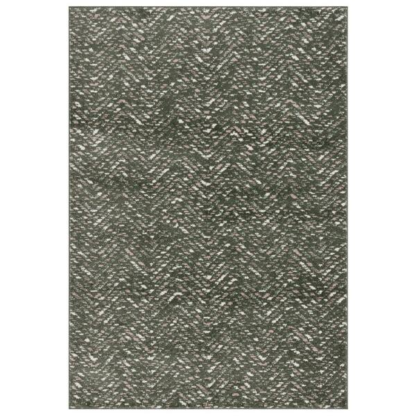 Adirondack 4 ft. x 6 ft. Dark Green/Ivory Chevron Marle Area Rug