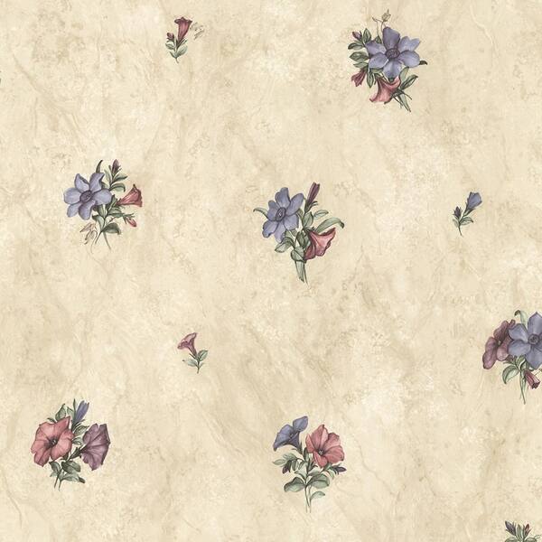 Brewster Petunia Purple Marble Floral Paper Strippable Wallpaper (Covers 56.4 sq. ft.)