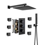 Mondawe Luxury 3-Spray Patterns Thermostatic 12 In. Wall Mount Rainfall ...