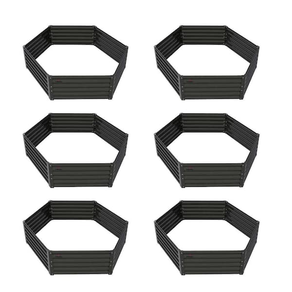 70 in. x 60 in. x 18 in. Grey Outdoor Metal Raised Garden Bed Layout for Vegetables (6-Pack)