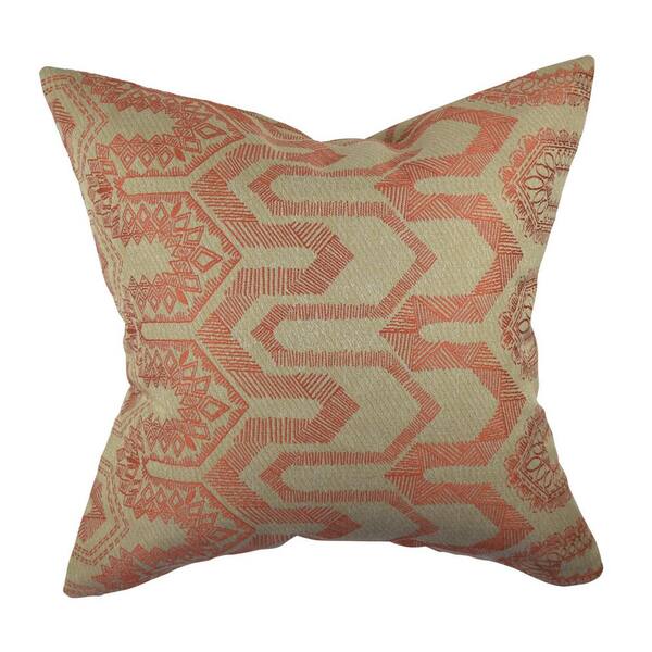 Vesper Lane Aztec Orange Geometric 18 in. x 18 in. Throw Pillow