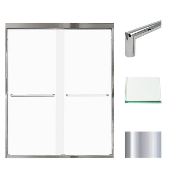 Transolid Frederick 59 in. W x 76 in. H Sliding Semi-Frameless Shower Door in Polished Chrome with Frosted Glass