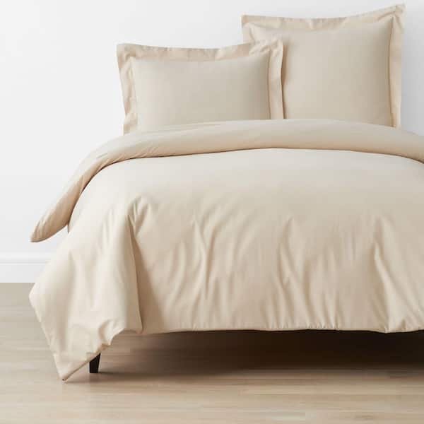 The Company Store Brushed Cotton Sand Solid Full/Queen Cotton Duvet Cover