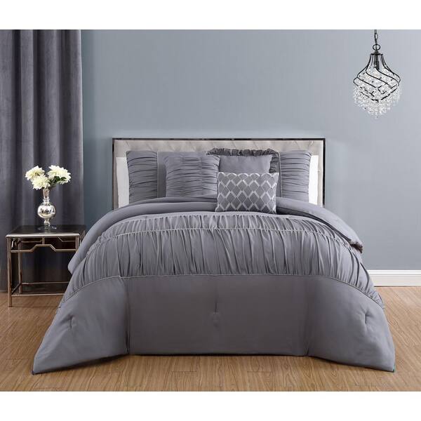 Geneva Home Fashion Reina 7-Piece Light Grey Queen Comforter Set