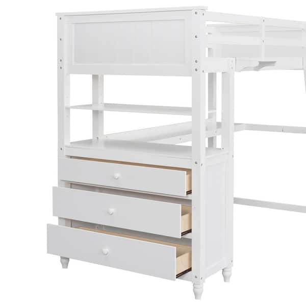 Lake house white full loft bed hot sale with desk