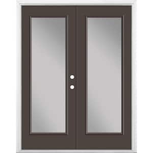 60 in. x 80 in. Willow Wood Steel Prehung Left-Hand Inswing Full Lite Clear Glass Patio Door with Brickmold, Vinyl Frame