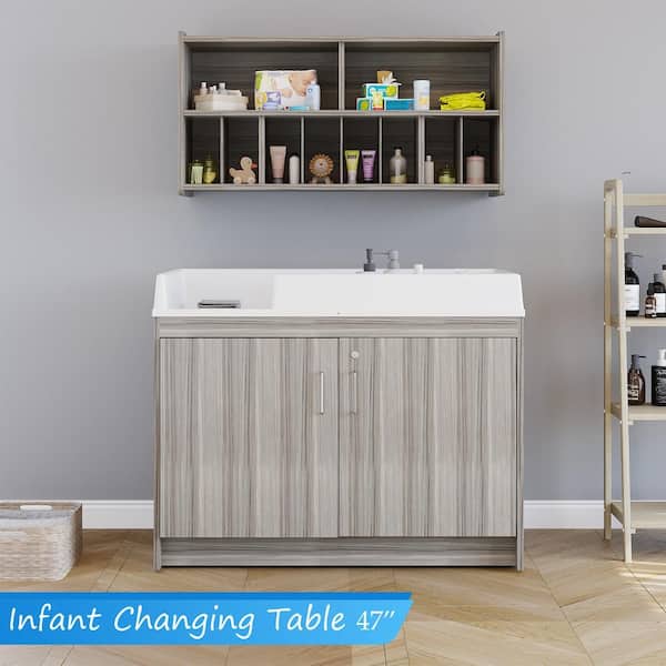 Infant Changing Table, Assembled (Shadow Elm Gray)