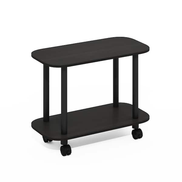 Furinno Turn-N-Tube 23.62 in. Espresso/Black Oval Wood Coffee Table with Casters