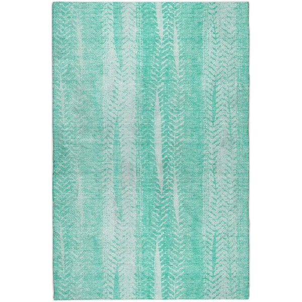 Dream Shag Premium Machine Washable Abstract ADS694 Aqua 10 ft. x 14 ft. Area Rug