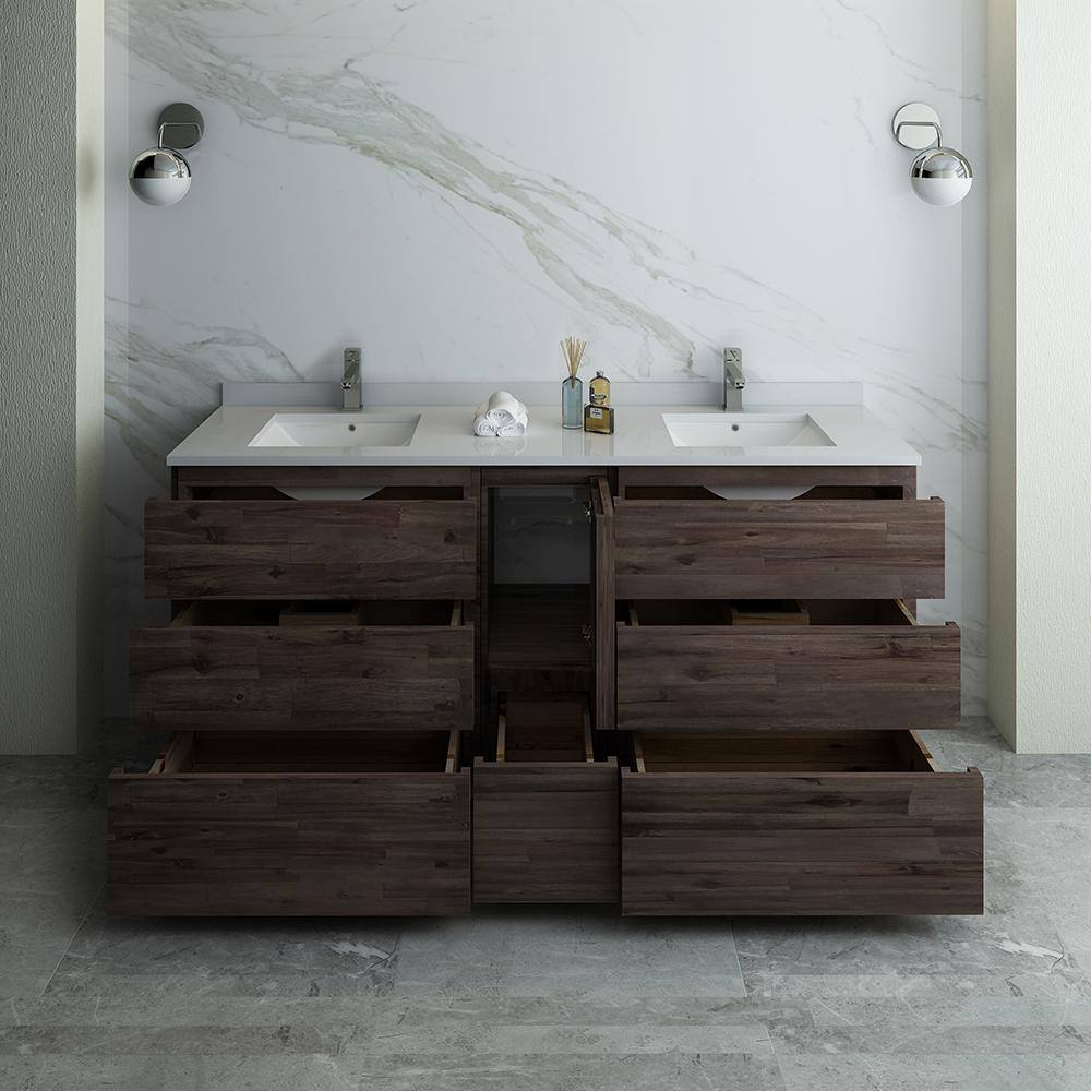 Formosa 72" Brown Quartz Stone Double Sink Vanity