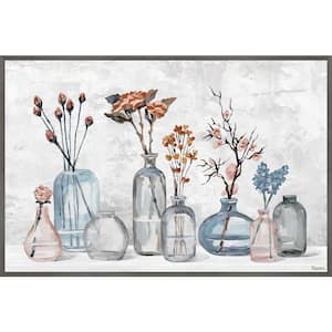 "Flower Glassware" by Parvez Taj Floater Framed Canvas Nature Art Print 40 in. x 60 in.