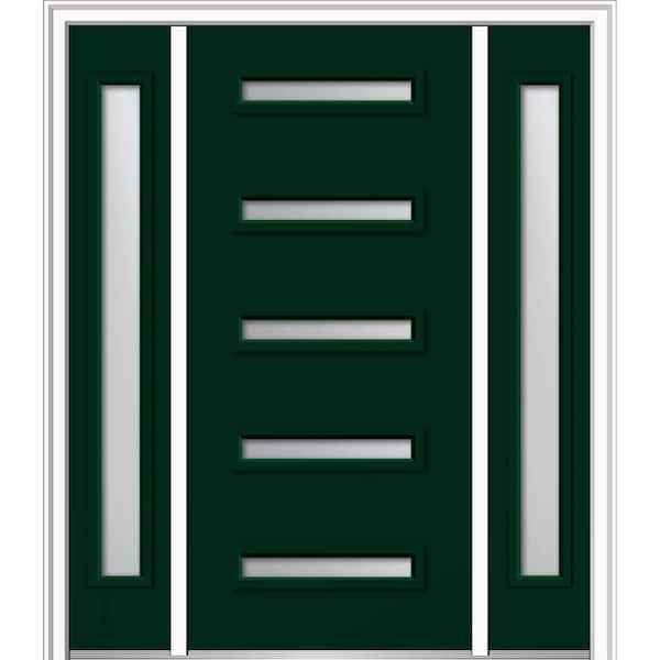 MMI Door 64.5 in. x 81.75 in. Davina Left-Hand Inswing 5-Lite Frosted Painted Fiberglass Smooth Prehung Front Door with Sidelites