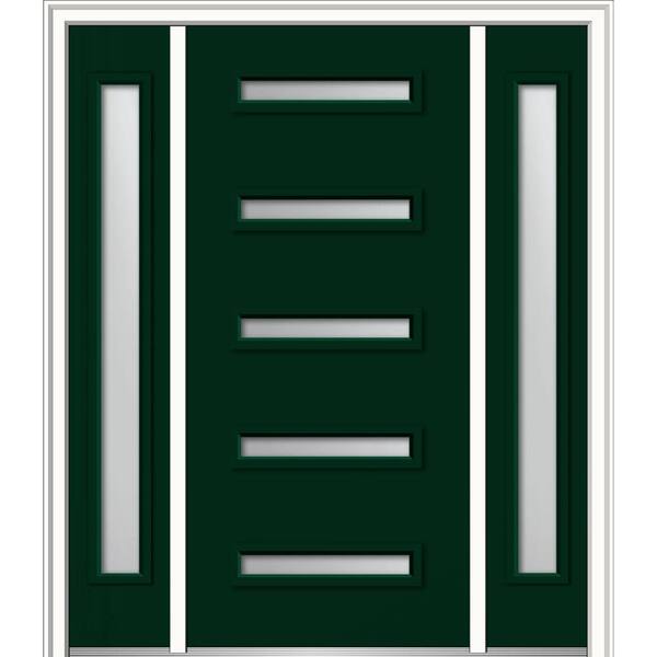 MMI Door 68.5 in. x 81.75 in. Davina Left-Hand Inswing 5-Lite Frosted Painted Fiberglass Smooth Prehung Front Door with Sidelites