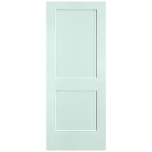 32 in. x 80 in. 2-Panel Logan Single Bore Hollow Core Sea Glass Molded Composite Interior Door Slab