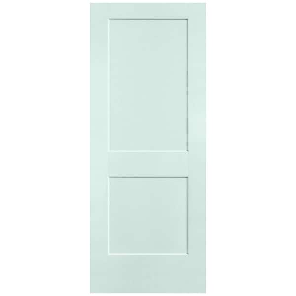 32 in. x 80 in. 2-Panel Logan Single Bore Hollow Core Sea Glass Molded Composite Interior Door Slab