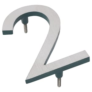 16 in. Satin Nickel/Hunter Green 2-Tone Aluminum Floating or Flat Modern House Numbers 0-9 - 2