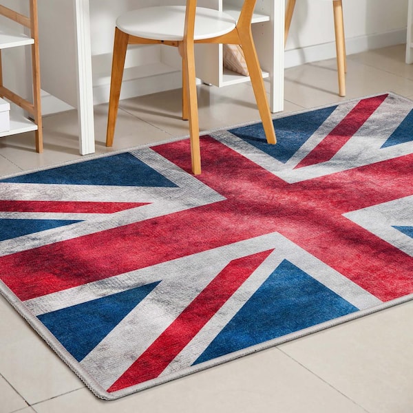Apollo British Flag Novelty Printed Red Blue White 3 ft. 3 in. x 5 ft. Area Rug