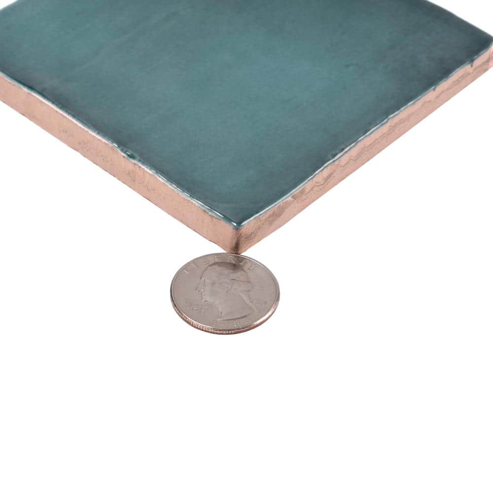 Emerald Glossy Ceramic Square Wall and Floor Tile 3.94 in.