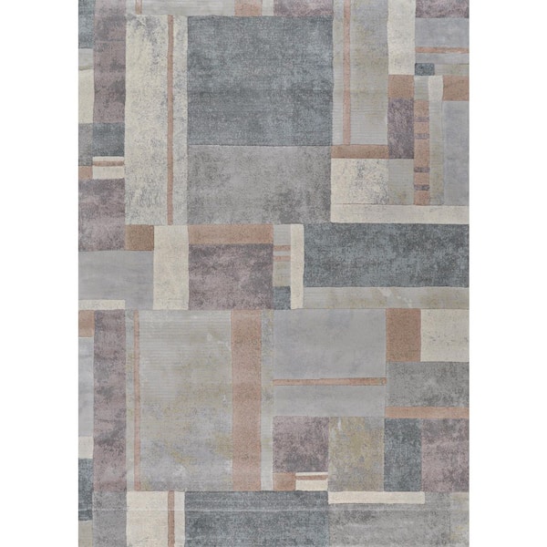 Easton Gambit Blocks Grey 5 ft. x 8 ft. Abstract Indoor Area Rug