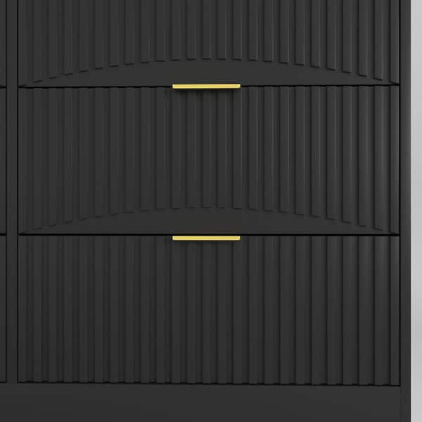 Noble House Zajac Black Wood 6-Drawer 47.2 in. W Chest of Drawers