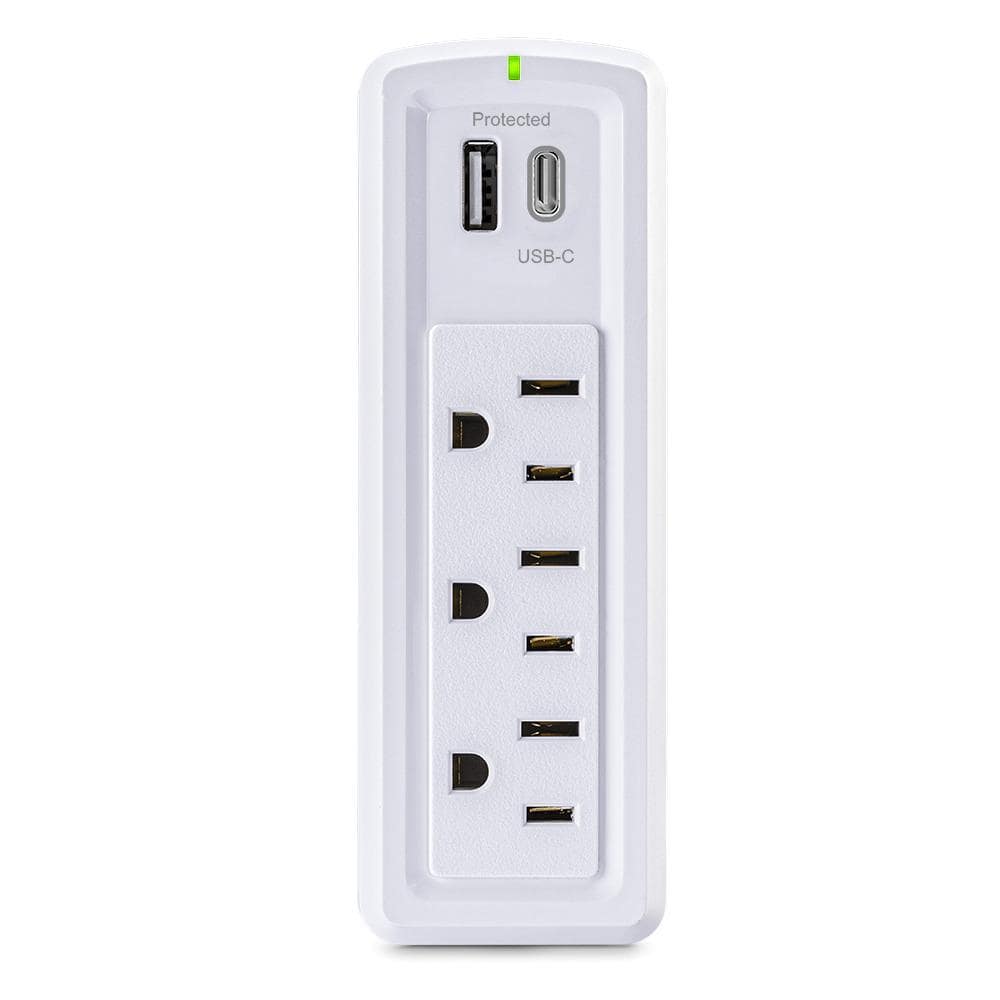 Commercial Electric 1-Outlet Wall Mounted Surge Protector, White