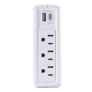 3-Outlet Wall Mounted Surge Protector in White