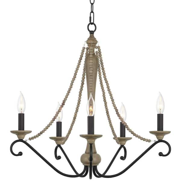 Kira Home Amira 60-Watt 5-Light Black Boho Chandelier, No Bulb Included ...