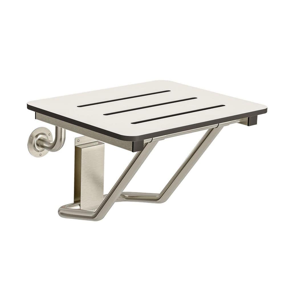 18 in. White Folding Shower Bench, Wall Mount Foldable Bathroom Shower Chair with Stainless Steel Support price history on PriceWatchPro