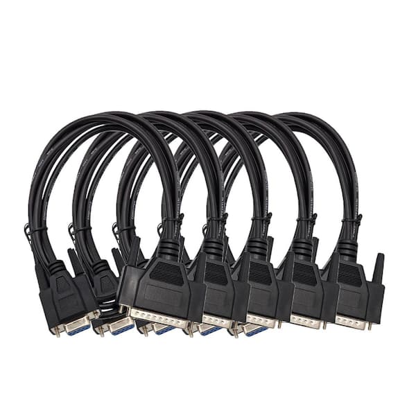 Micro Connectors, Inc 6 Feet AT Modem Serial (DB9 Female to DB25 Male) Cable Black 5-Pack