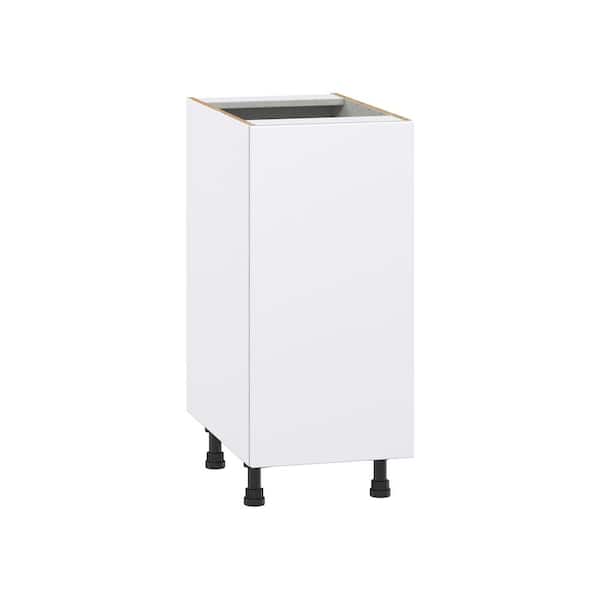 Timberline 15 in. W x 24 in. D x 34.5 in. H Assembled Slab Full Height Door Base Kitchen Cabinet in Bright White