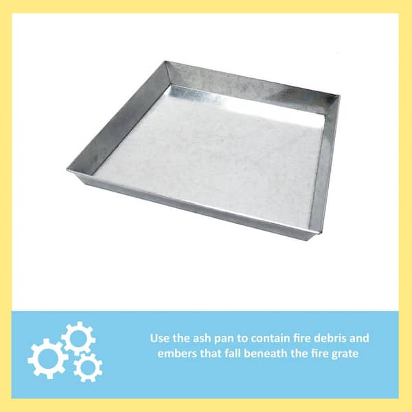 ACHLA DESIGNS 20 in. L Grey Steel Ash Pan for 24 in. Grate GT-24