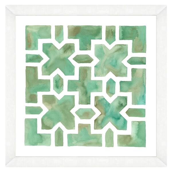 Vintage Print Gallery "Watercolor Cuban tiles II" Framed Archival Paper Wall Art (24 in. x 24 in. full size)