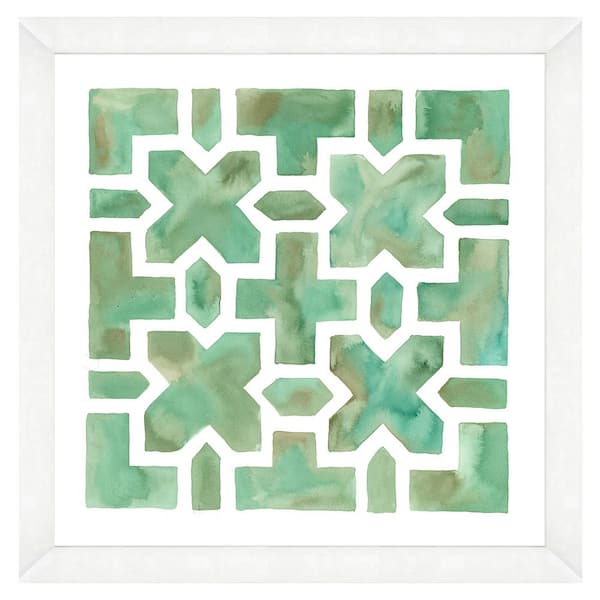 Vintage Print Gallery "Watercolor Cuban tiles II" Framed Archival Paper Wall Art (26 in. x 26 in. full size)