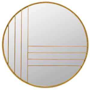 Medium Round Gold Leaf Finish Modern Mirror (24 in. H x 24 in. W)