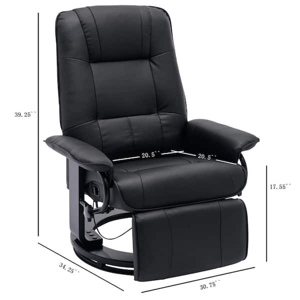 URTR Black Wood-Framed PU Leather Recliner Chair Adjustable Home Theater  Seating with Thick Seat Cushion and Backrest T-01280-B - The Home Depot