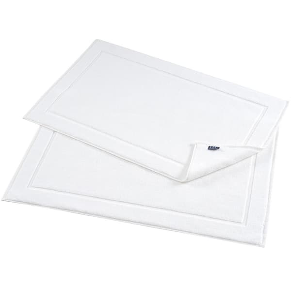 White 100% Cotton Rectangle 2-Piece Absorbent and Machine Washable Bath Mat Set