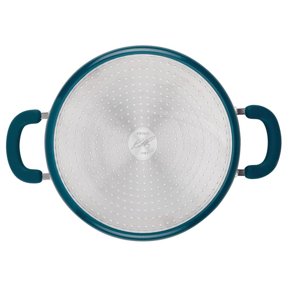Teal Shimmer Aluminum Nonstick 6-Quart Stockpot with Lid