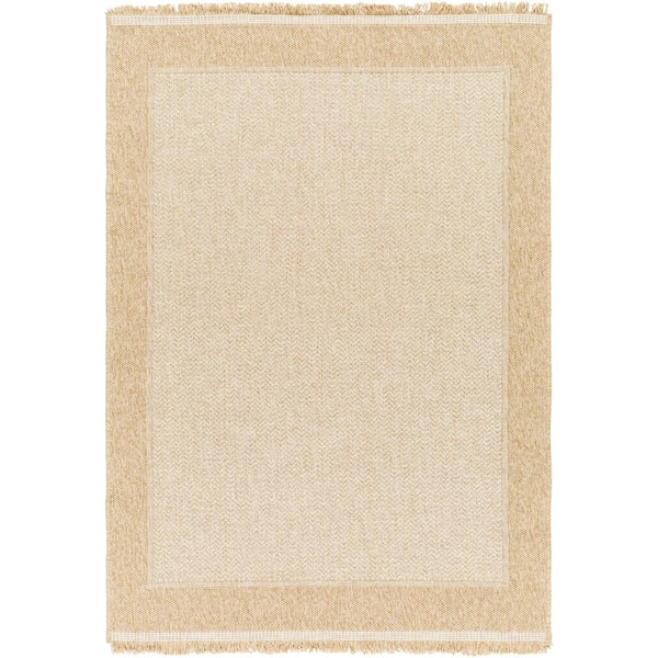 Mirage Tan/Cream Border 8 ft. x 10 ft. Indoor/Outdoor Area Rug