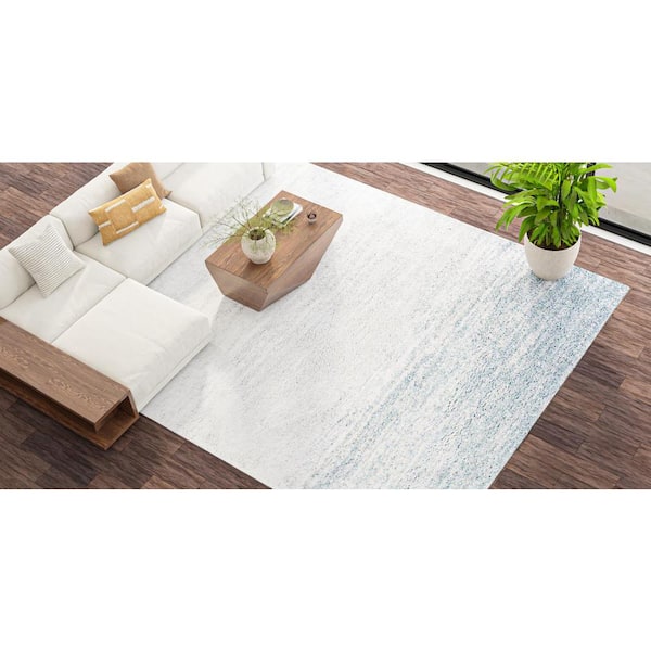Andes White/Blue 5 ft. x 8 ft. (5' x 7'6") Geometric Contemporary Area Rug