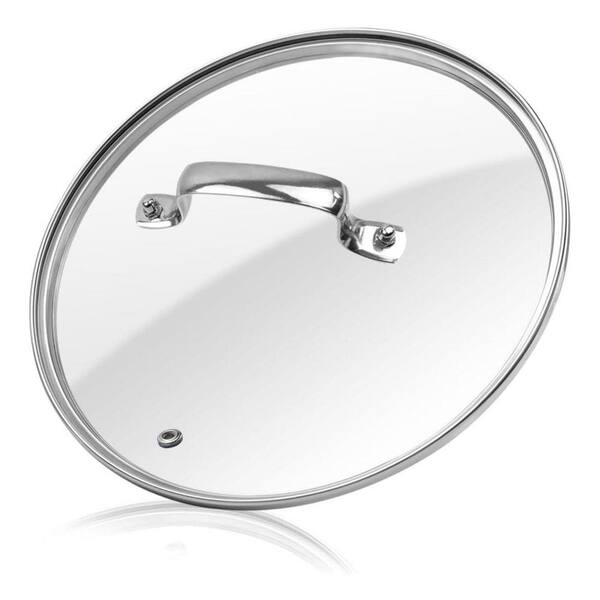 8 in. Tempered Glass Lid with Stainless Steel Reinforced Edge and Steam Release Port for Fry Pan and Saucepan