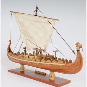 Wood Hand Painted Boat Decorative Sculpture