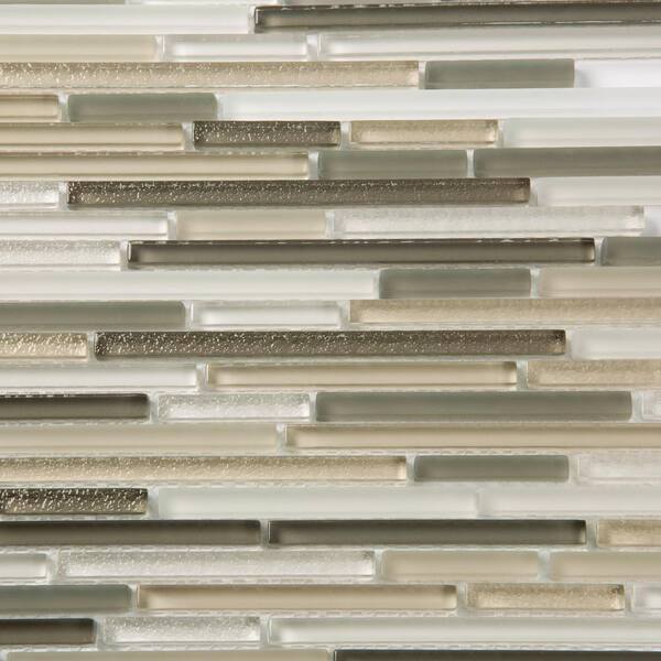 Apollo Tile (Sample) Waterfall White and Beige 4-in x 4-in Multi-finish Glass Linear Mosaic Floor and Wall Tile