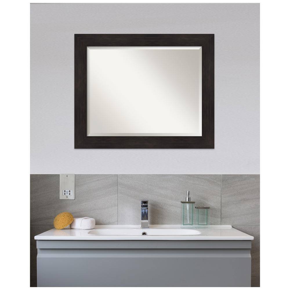 Espresso Brown Polystyrene Framed Vanity Mirror 33.5 x 27.5 Inches