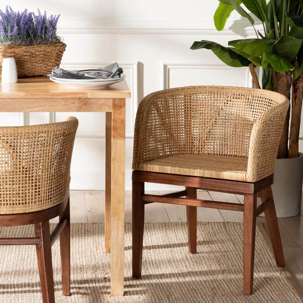 Papua Low Brown Rattan and Cane Arm Chair