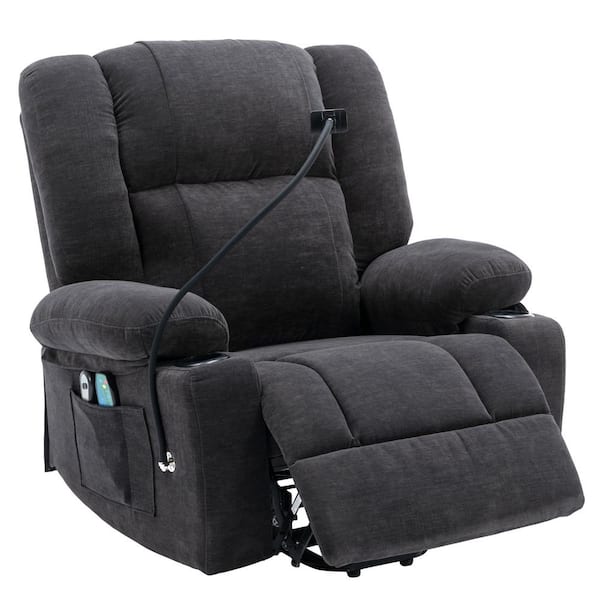 Nestfair Black Power Lift Recliner Chair with Massage, Heat, Remote, Phone Holder, Cup Holders
