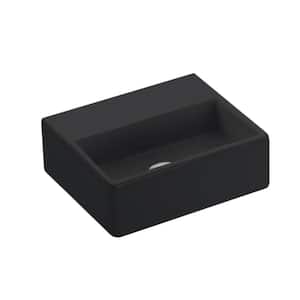 Quattro 30 BG Wall Mount / Vessel Bathroom Sink in Glossy Black without Faucet Hole