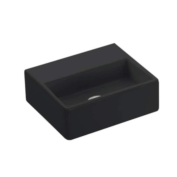 WS Bath Collections Quattro 30 BM Wall Mount / Vessel Bathroom Sink in Matte Black without Faucet Hole