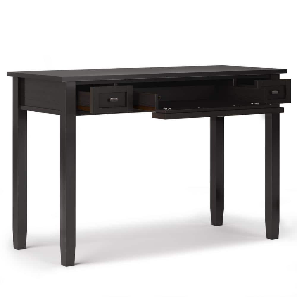 Hickory Brown Solid Wood Desk with Keyboard Tray and Drawers